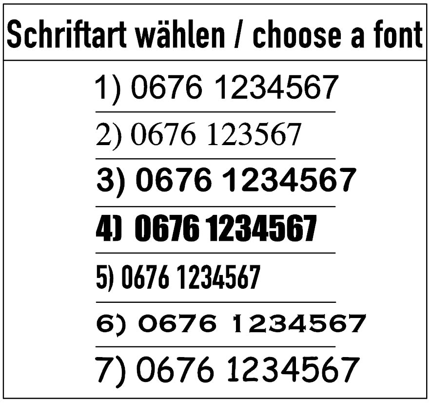 Autoaufkleber mit Wunsch-Telefonnummer