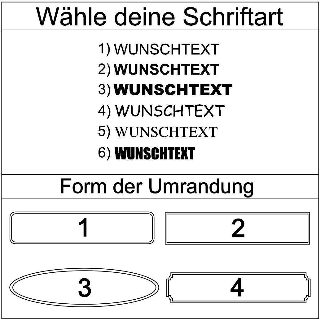 Hinweis-Aufkleber „Wunschtext“