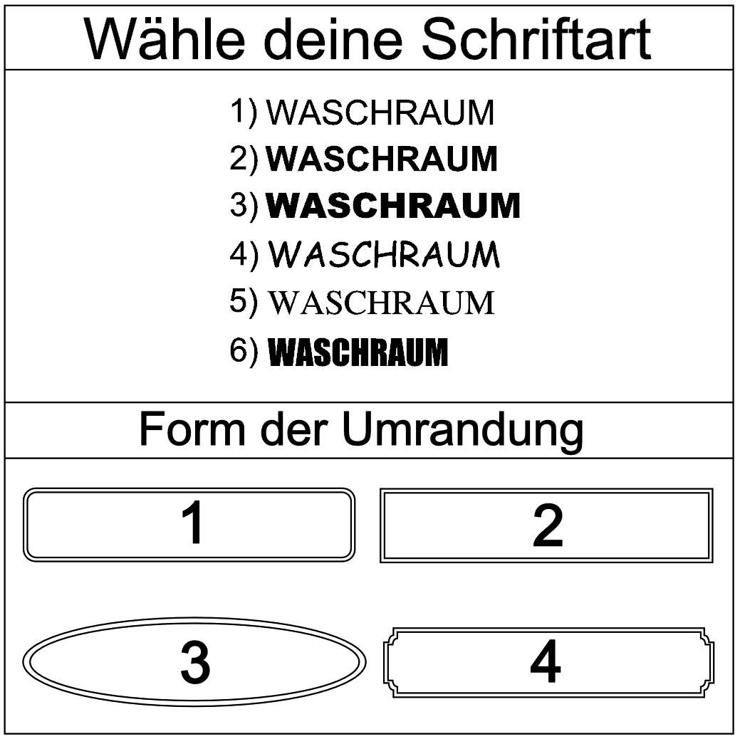 Hinweis-Aufkleber „Waschraum“