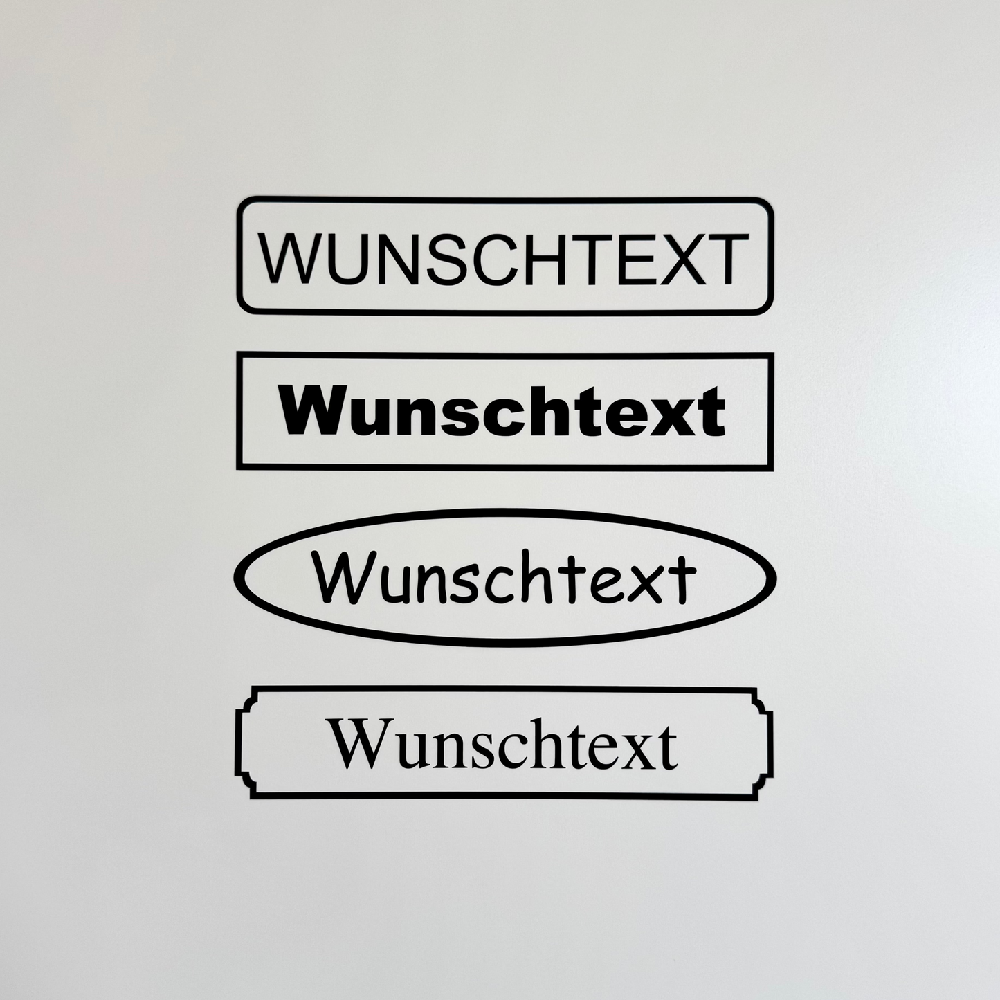 Hinweis-Aufkleber „Wunschtext“