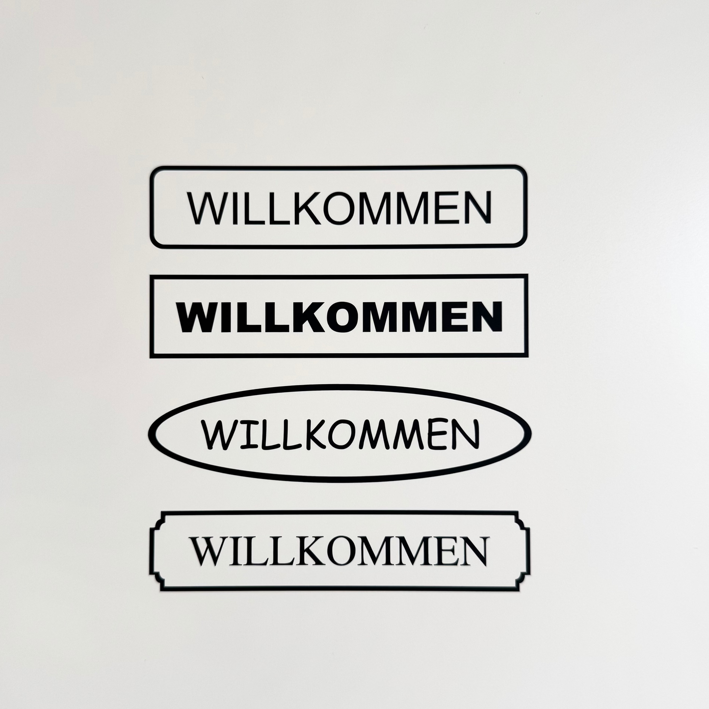 Hinweis-Aufkleber „Willkommen“