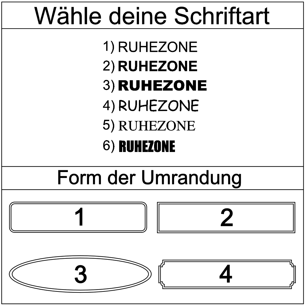 Hinweis-Aufkleber „Ruhezone“