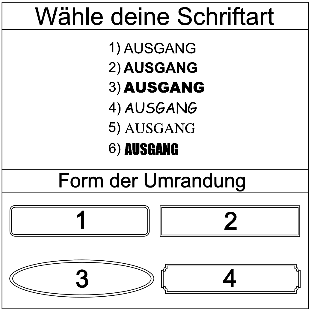 Hinweis-Aufkleber „Ausgang“