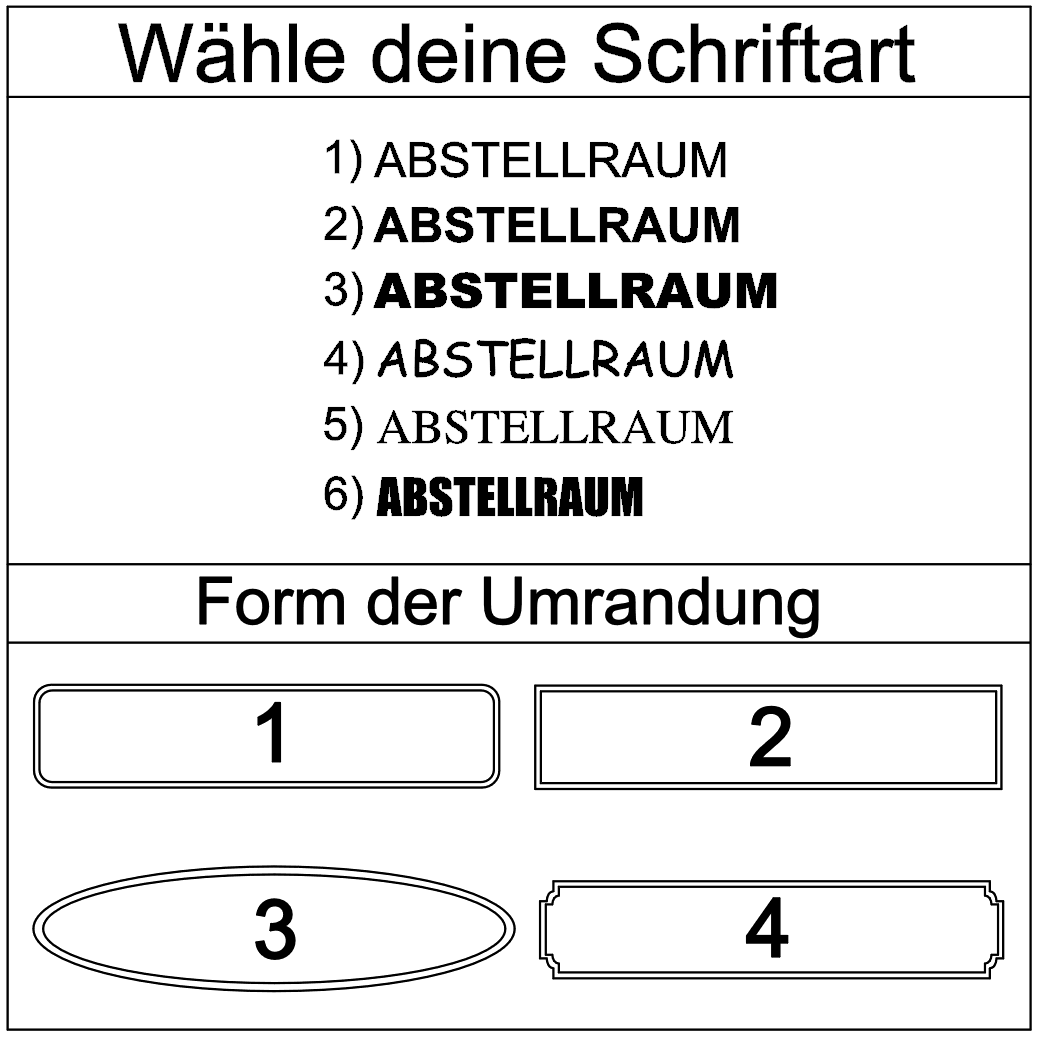 Hinweis-Aufkleber „Abstellraum“