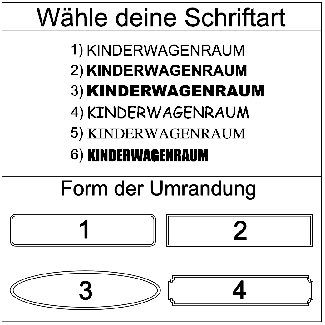 Hinweis-Aufkleber „Kinderwagenraum“