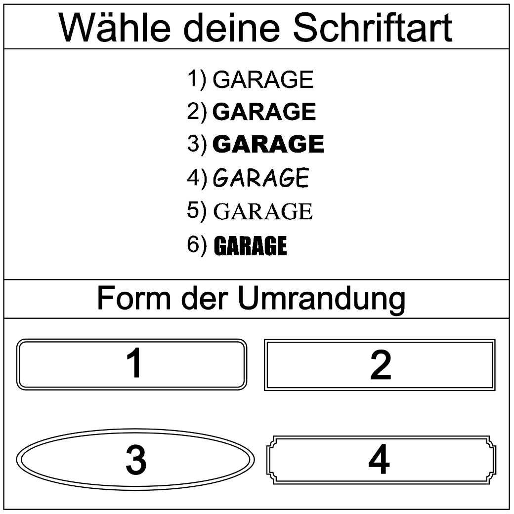 Hinweis-Aufkleber „Garage“