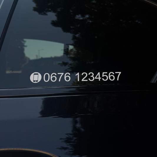 Autoaufkleber mit Wunsch-Telefonnummer