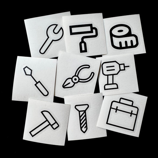 Symbol-Aufkleber Set – Werkstatt & Werkzeug