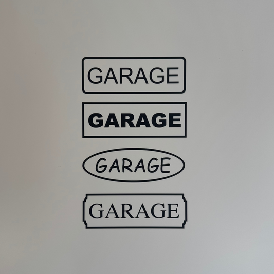 Hinweis-Aufkleber „Garage“