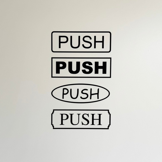 Hinweis-Aufkleber „Push“