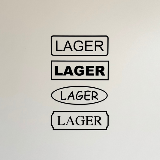 Hinweis-Aufkleber „Lager“