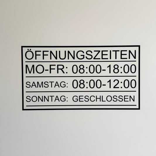 Öffnungszeiten-Aufkleber - (Mo–Fr / Samstag / Sonntag)