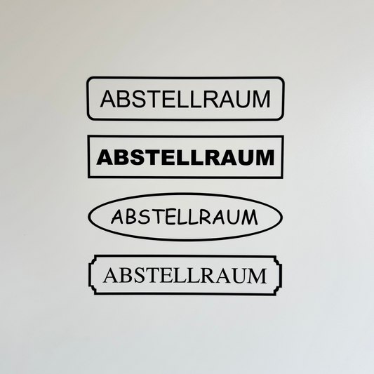 Hinweis-Aufkleber „Abstellraum“