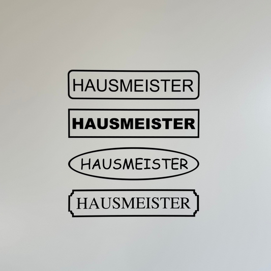 Hinweis-Aufkleber „Hausmeister“
