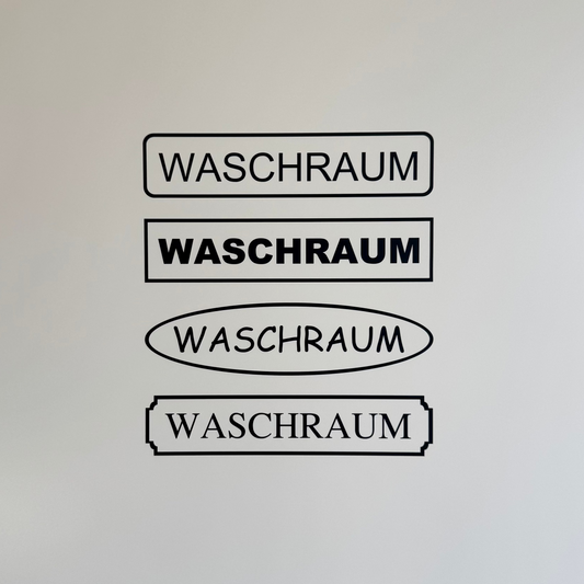 Hinweis-Aufkleber „Waschraum“